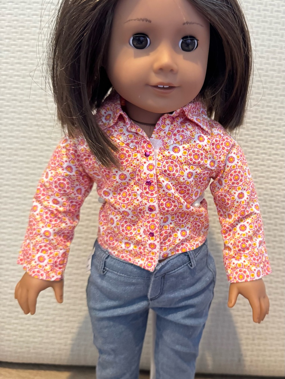 American Girl Truly Me 2016 Bright Medallion Shirt Denim Jeans Outfit Lot